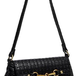 Woven PU Leather Small Shoulder Bag Clutch Evening Handbag Crossbody